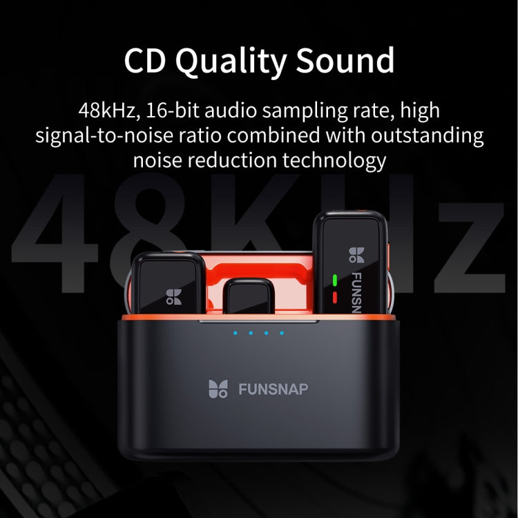 Microfono wireless Lavalier FUNSNAP S6, 2 RX + 2 TX with Charging Case, Type-C RX + 2 TX with Charging Case, 8 Pin RX + 2 TX with Charging Case, Type-C RX + 1 TX, 8 Pin RX + 1 TX