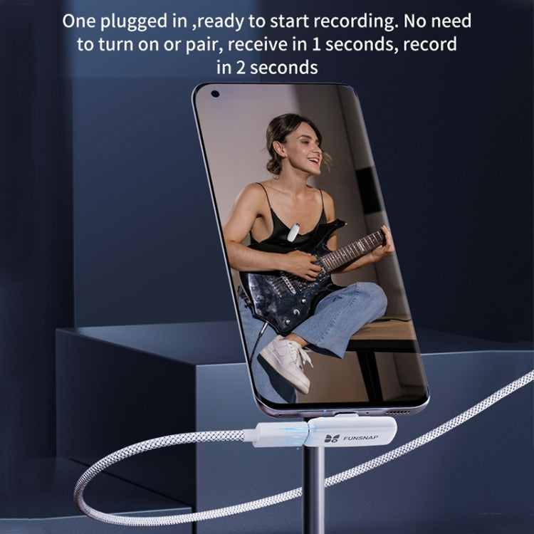 Microfono wireless audio digitale FUNSNAP M3 Mic Tok con auricolari di monitoraggio, M3 Type-C, M3 8 Pin
