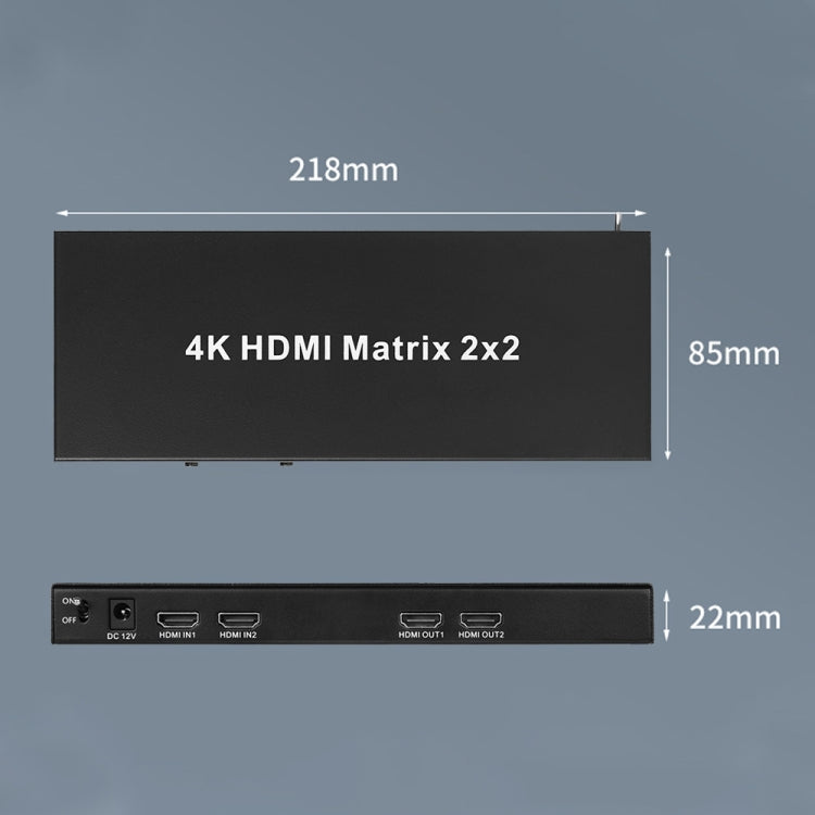 Measy MT4322 4K 30Hz 2 In 2 Out HDMI Matrix Switch Supporta commutazione senza interruzioni, EU Plug, US Plug, UK Plug, AU Plug