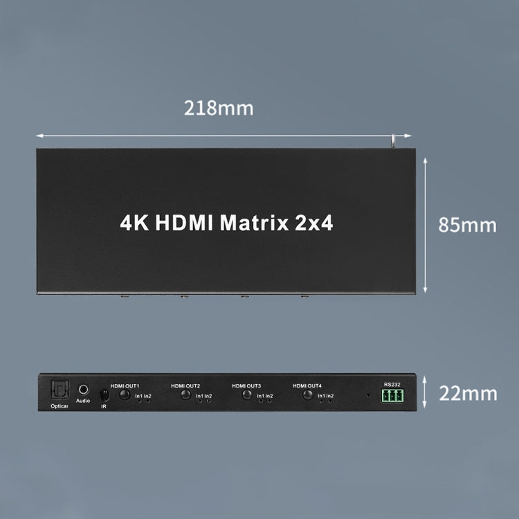 Measy MT4324 4K 30Hz 2 In 4 Out HDMI Matrix Switch Supporta commutazione senza interruzioni, EU Plug, US Plug, UK Plug, AU Plug