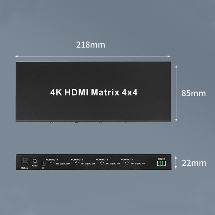Measy MT4344 4K 30Hz 4 In 4 Out HDMI Matrix Switch Supporta commutazione senza interruzioni, EU Plug, US Plug, UK Plug, AU Plug