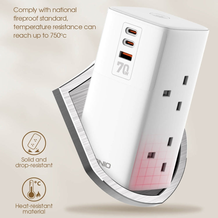 LDNIO SC4396 Caricabatterie da tavolo multifunzione GaN da 70 W 2AC, 1U, 2C con 1 presa, SC4396 (UK Plug)