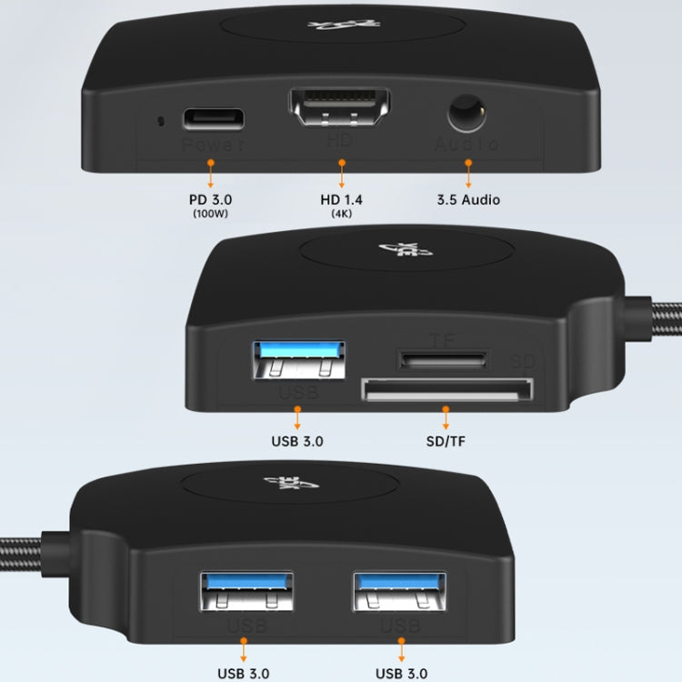 YCE-Z70A Tipo-C a PD 3.0, USB 3.0x2 + SD/TF, 3.5mm e scheda di acquisizione video per docking station HD1.4