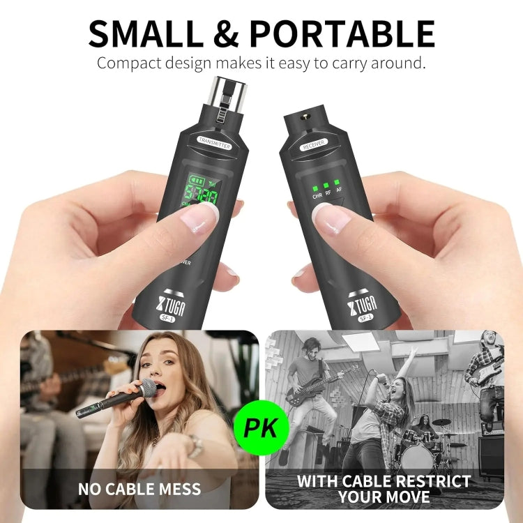 XTUGA SF-1 Trasmettitore e ricevitore XLR wireless Adattatore wireless UHF per microfono cablato / chitarra, SF-1