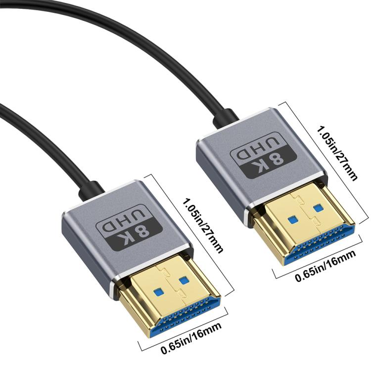 Cavo HDMI 2.1 coassiale a spirale da 0,7 m 8K 48 Gbps, Straight to Straight, Upward Bend, Downward Bend, Right Bend, Left Bend