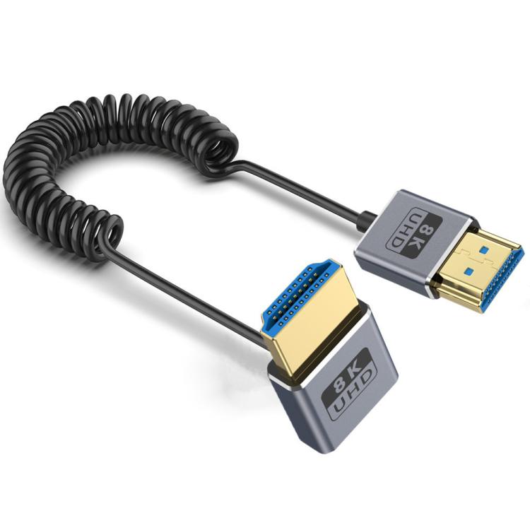 Cavo HDMI 2.1 coassiale a spirale da 0,7 m 8K 48 Gbps, Straight to Straight, Upward Bend, Downward Bend, Right Bend, Left Bend