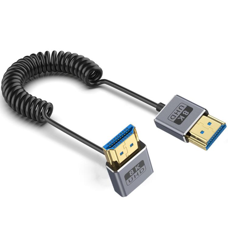 Cavo HDMI 2.1 coassiale a spirale da 0,7 m 8K 48 Gbps, Straight to Straight, Upward Bend, Downward Bend, Right Bend, Left Bend