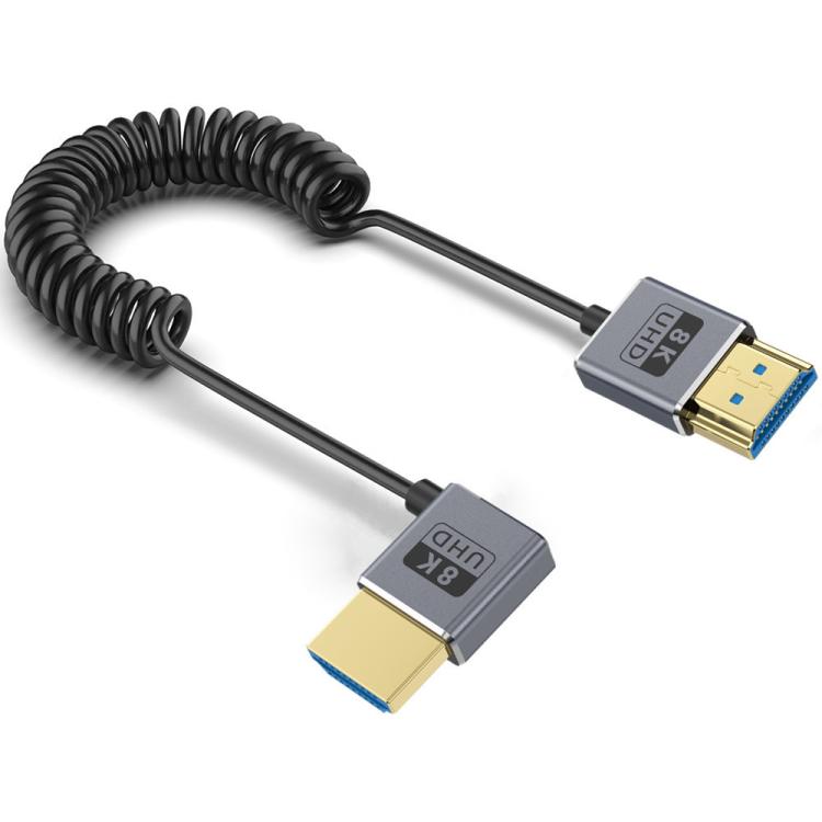 Cavo HDMI 2.1 coassiale a spirale da 0,7 m 8K 48 Gbps, Straight to Straight, Upward Bend, Downward Bend, Right Bend, Left Bend