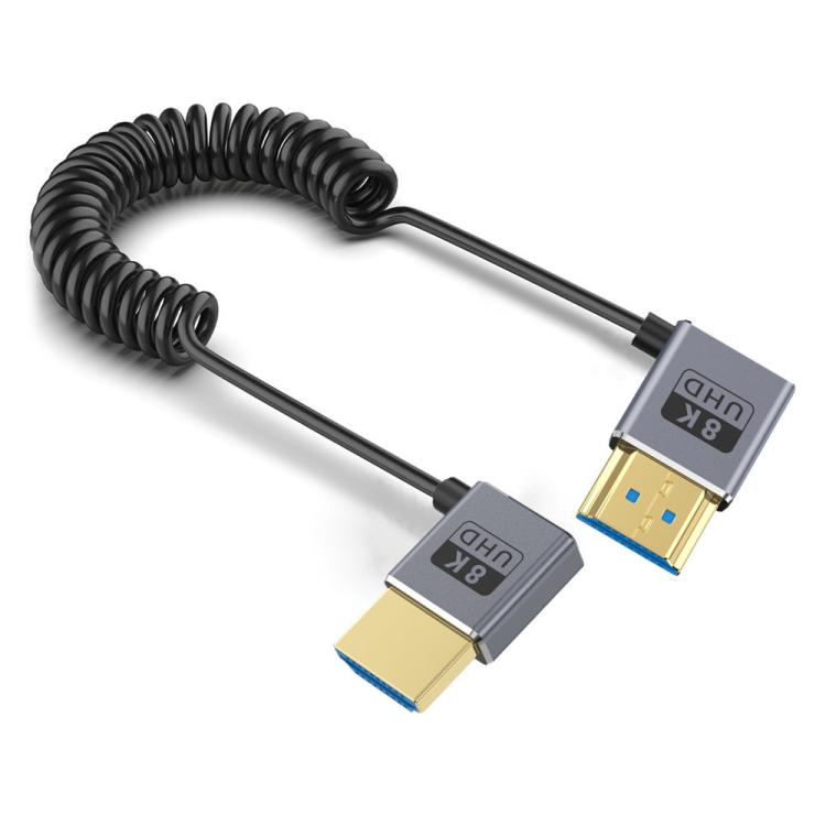 Cavo HDMI 2.1 coassiale a spirale da 0,7 m 8K 48 Gbps, Right to Right Elbow, Right to Left Elbow, Left to Left Elbow