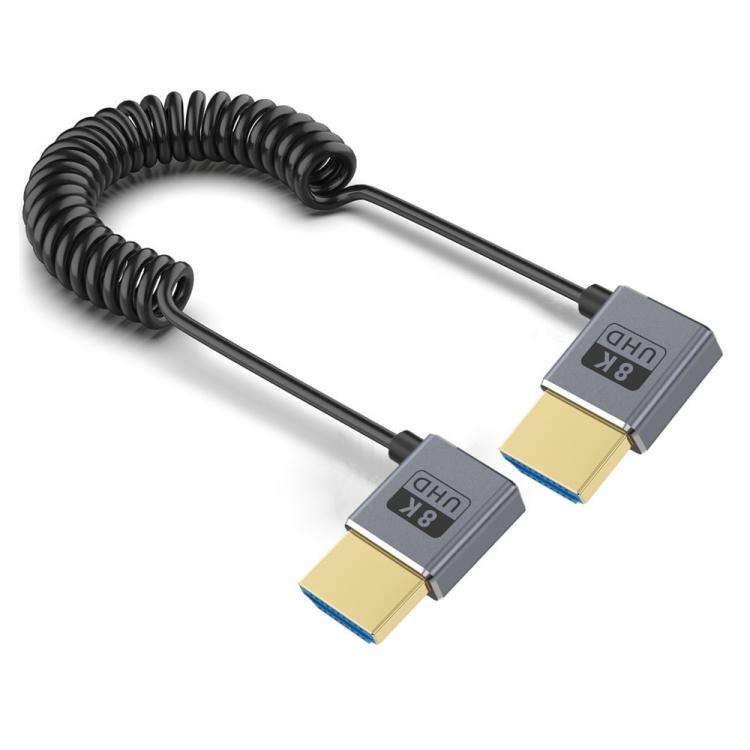 Cavo HDMI 2.1 coassiale a spirale da 0,7 m 8K 48 Gbps, Right to Right Elbow, Right to Left Elbow, Left to Left Elbow