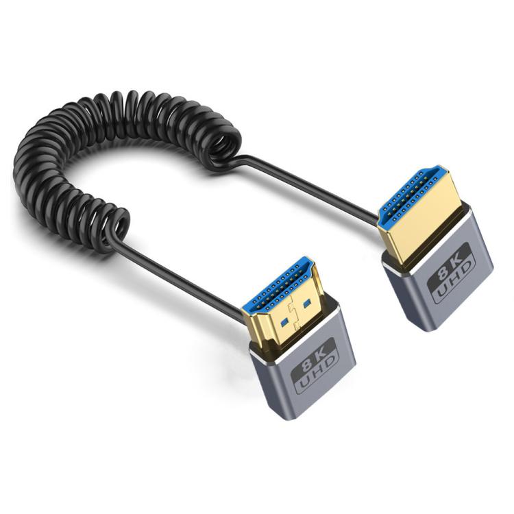 Cavo HDMI 2.1 coassiale a spirale da 0,7 m 8K 48 Gbps, Up to Up Elbow, Up to Down Elbow, Down to Down Elbow