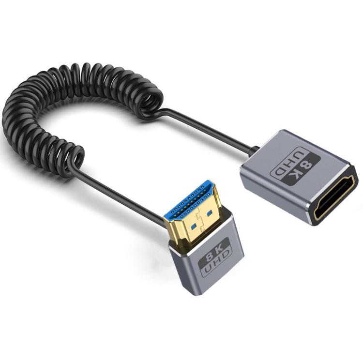 Cavo HDMI 2.1 coassiale a spirale da 0,7 m 8K 48 Gbps, Male to Female Up Elbow, Male to Female Down Elbow, Male to Female Right Elbow, Male to Female Straight, Male to Female Left Elbow