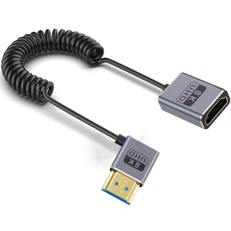 Cavo HDMI 2.1 coassiale a spirale da 0,7 m 8K 48 Gbps, Male to Female Up Elbow, Male to Female Down Elbow, Male to Female Right Elbow, Male to Female Straight, Male to Female Left Elbow