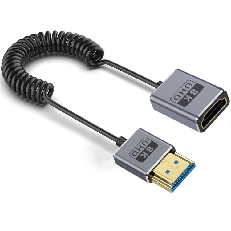 Cavo HDMI 2.1 coassiale a spirale da 0,7 m 8K 48 Gbps, Male to Female Up Elbow, Male to Female Down Elbow, Male to Female Right Elbow, Male to Female Straight, Male to Female Left Elbow