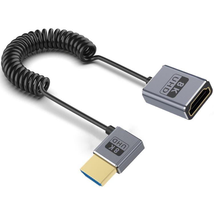 Cavo HDMI 2.1 coassiale a spirale da 0,7 m 8K 48 Gbps, Male to Female Up Elbow, Male to Female Down Elbow, Male to Female Right Elbow, Male to Female Straight, Male to Female Left Elbow