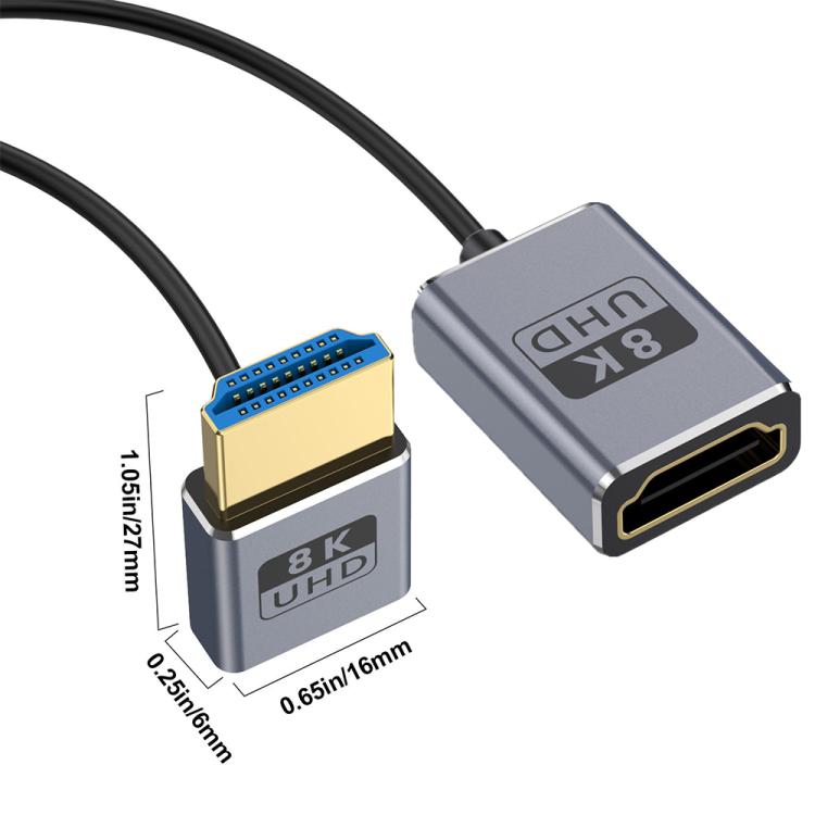 Cavo HDMI 2.1 coassiale a spirale da 0,7 m 8K 48 Gbps, Male to Female Up Elbow, Male to Female Down Elbow, Male to Female Right Elbow, Male to Female Straight, Male to Female Left Elbow