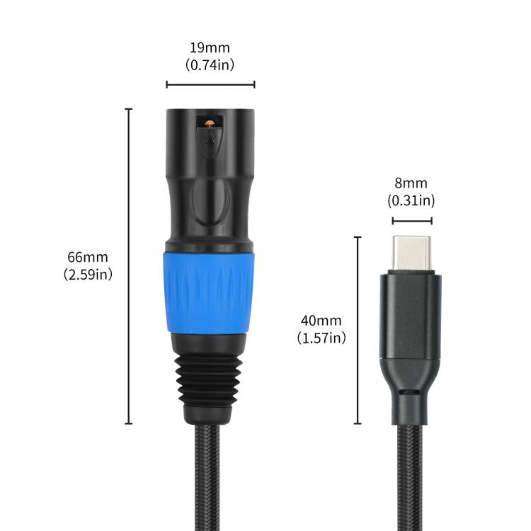 Cavo audio stereo con uscita da tipo C maschio a XLR maschio TY015, 1m, 2m, 3m