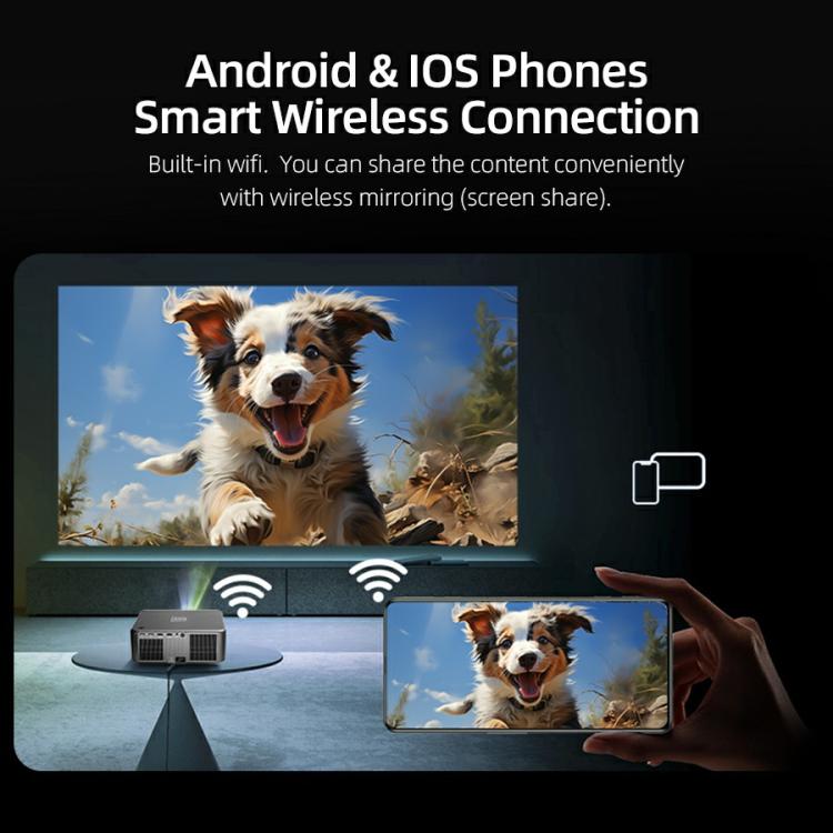 AUN U002 1920x1080P 970ANSI Android 12 Proiettore Smart Home Theater, US Plug, UK Plug, AU Plug, EU Plug