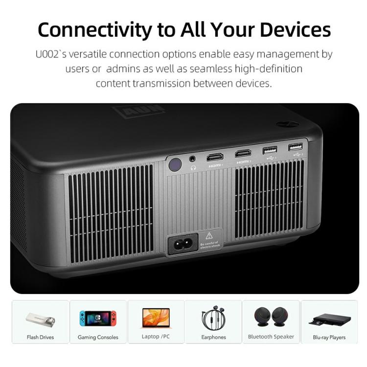 AUN U002 1920x1080P 970ANSI Android 12 Proiettore Smart Home Theater, US Plug, UK Plug, AU Plug, EU Plug