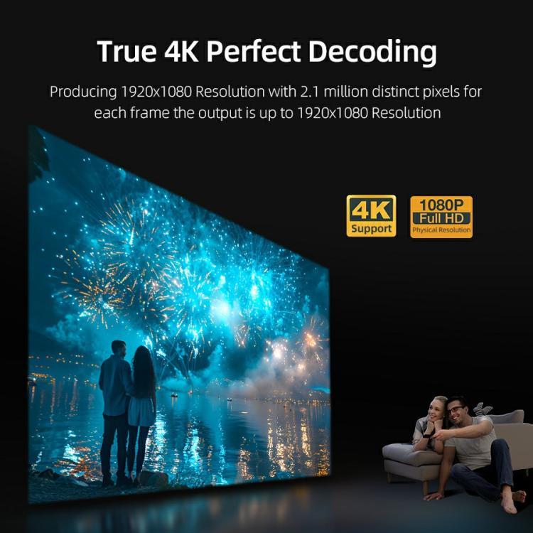 AUN U002 1920x1080P 970ANSI Android 12 Proiettore Smart Home Theater, US Plug, UK Plug, AU Plug, EU Plug
