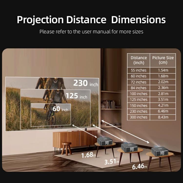 AUN U002 1920x1080P 970ANSI Android 12 Proiettore Smart Home Theater, US Plug, UK Plug, AU Plug, EU Plug