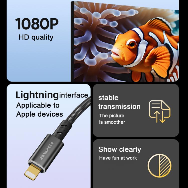 Cavo adattatore awei CL-213L da 8 pin a HDMI 1080P HD, CL-213L