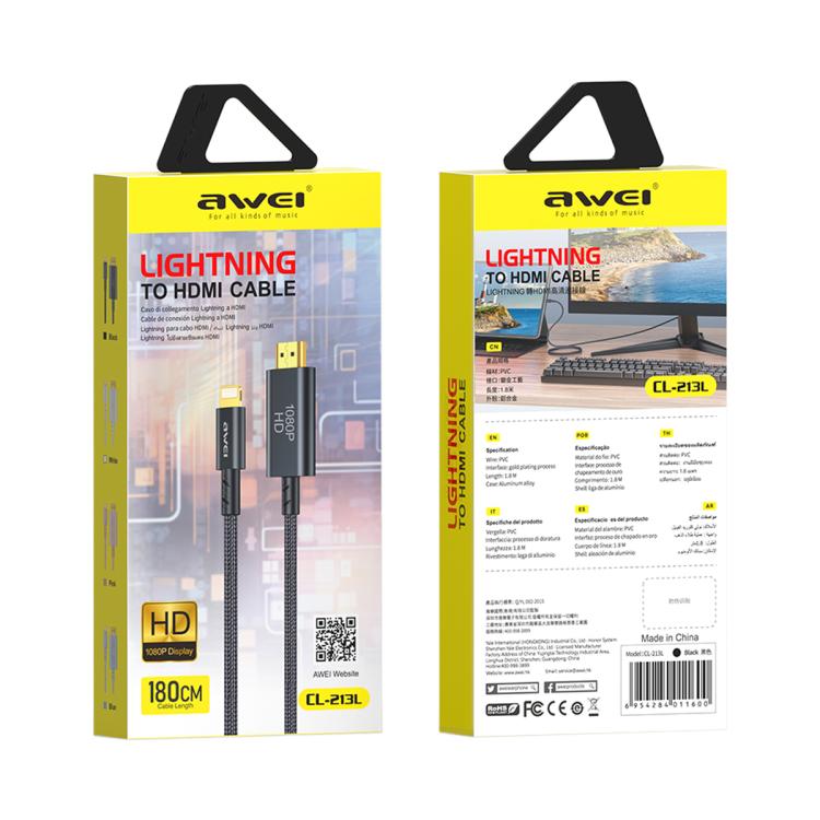Cavo adattatore awei CL-213L da 8 pin a HDMI 1080P HD, CL-213L