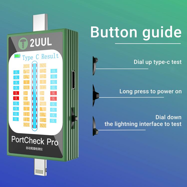 2uul PW31 PortCheck Pro 5V / 2A Type-C / Lighting Interface Automatic Tail Plug Detector, PW31