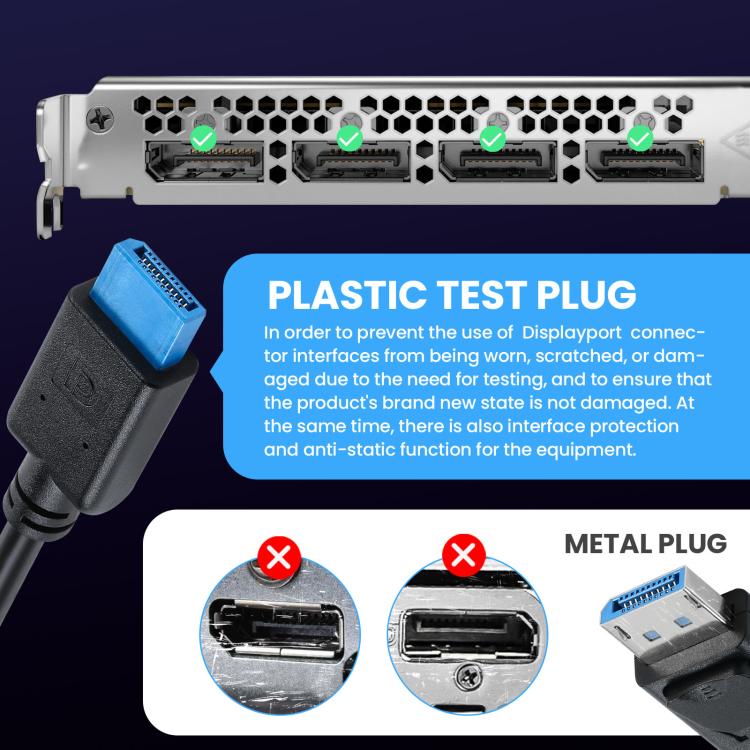 Cavo di collegamento DisplayPort 8K DP1.4 maschio-femmina per test di dispositivi, 0.3m, 1m