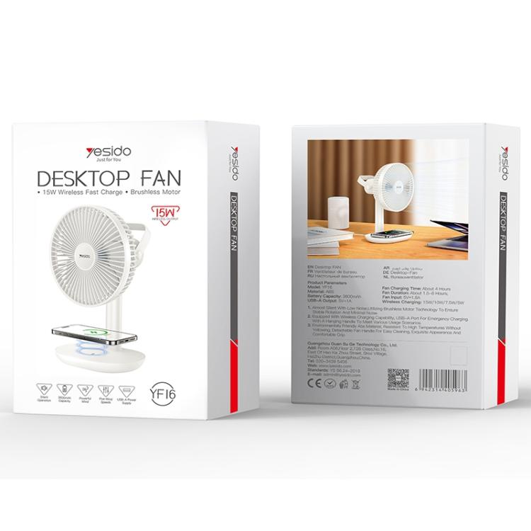 Ventilatore da tavolo Yesido YF16 Brushless con caricabatterie wireless