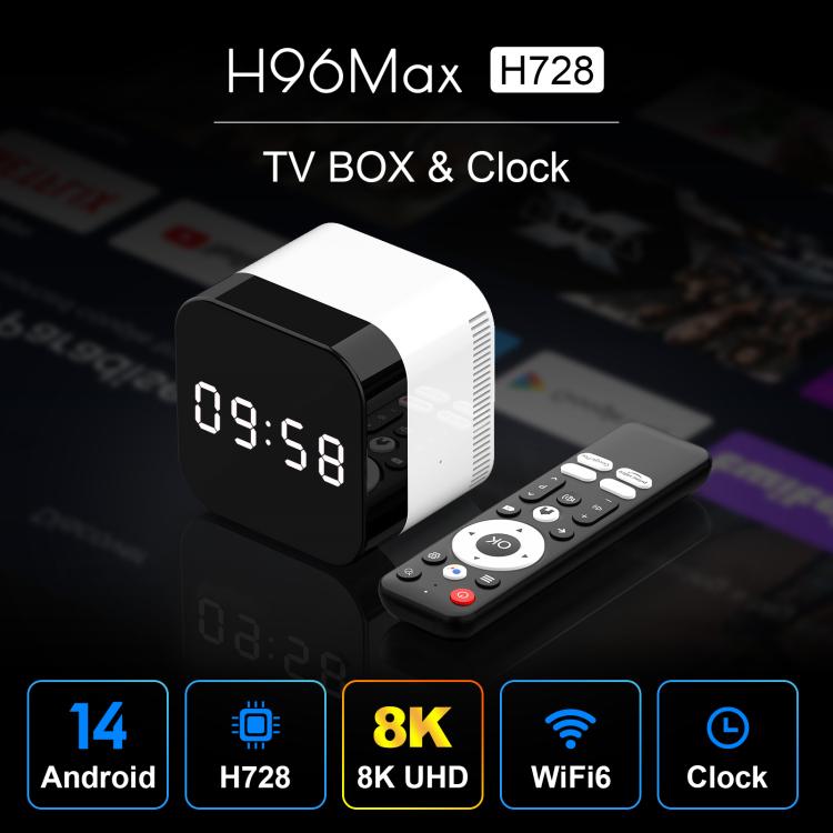 H96Max 8K UHD Android 14 Smart TV Box con telecomando, Allwinner H728 Octa-Core, 2GB+16GB, 4GB+32GB, 4GB+128GB