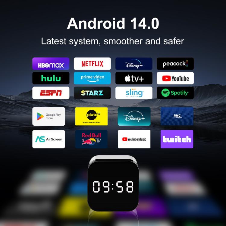 H96Max 8K UHD Android 14 Smart TV Box con telecomando, Allwinner H728 Octa-Core, 2GB+16GB, 4GB+32GB, 4GB+128GB