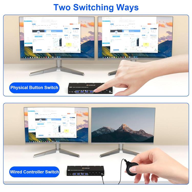 KC-KVM402DP 8K 30Hz 4 ingressi 2 uscite DP / USB3.0 Switch KVM per doppio monitor, US Plug, EU Plug, UK Plug, AU Plug