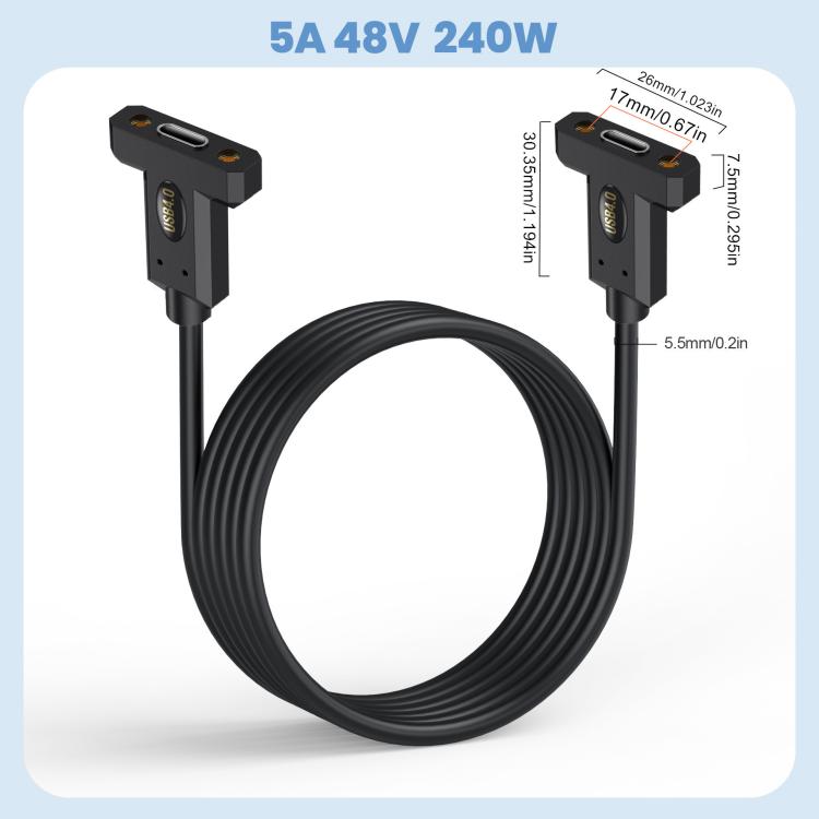 Cavo di estensione per pannello fisso con vite da orecchio femmina tipo C USB4 a orecchio femmina tipo C, 0.3m, 0.6m, 1m, 1.8m