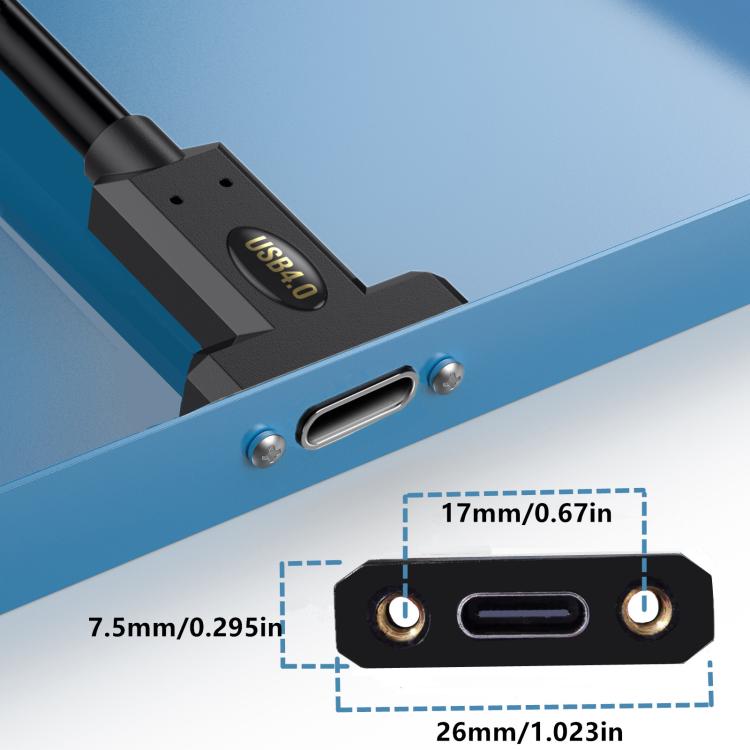 Cavo di estensione per pannello fisso con vite da orecchio femmina tipo C USB4 a orecchio femmina tipo C, 0.3m, 0.6m, 1m, 1.8m
