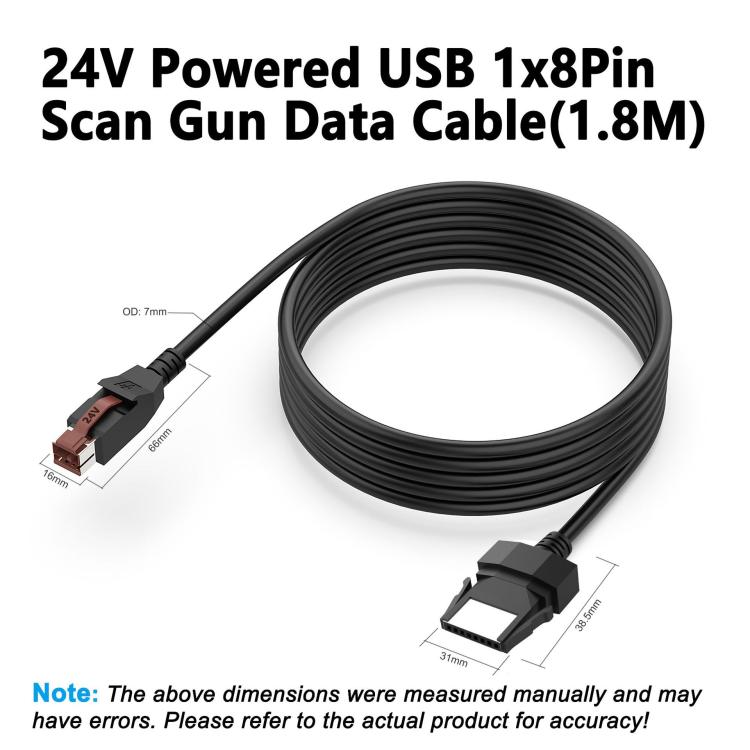Cavo dati USB alimentato a 24 V a 8 pin per stampanti e sistemi POS, 1.8m