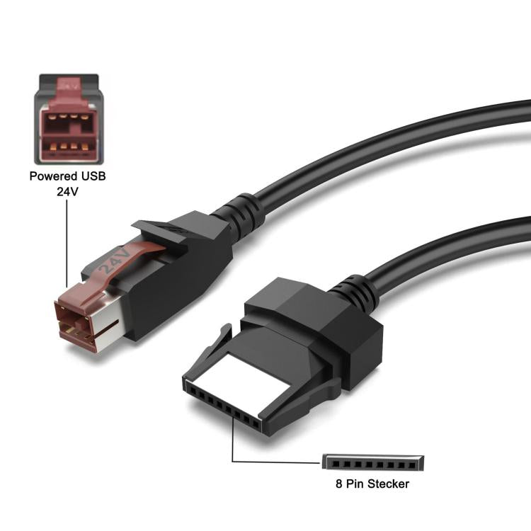 Cavo dati USB alimentato a 24 V a 8 pin per stampanti e sistemi POS, 1.8m