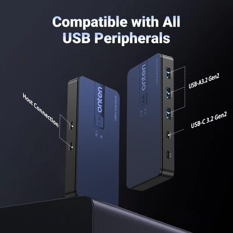 Onten KVM200 USB 3.2 Gen2 Sharing Switch 2 In 4 Out, KVM200
