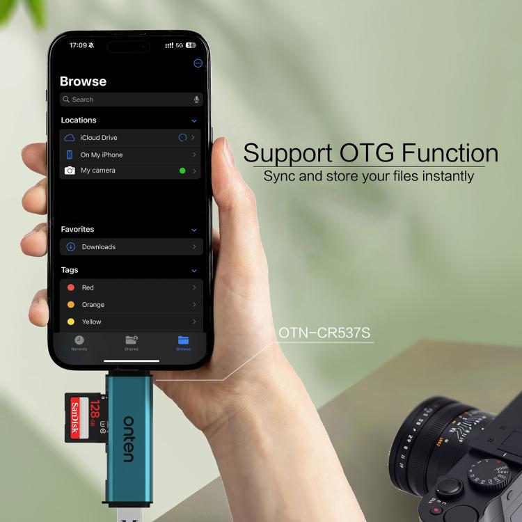 Onten OTN-CR537S 5 in 1 Type-C to USB with Micro SD/TF Card Reader, OTN-CR537S