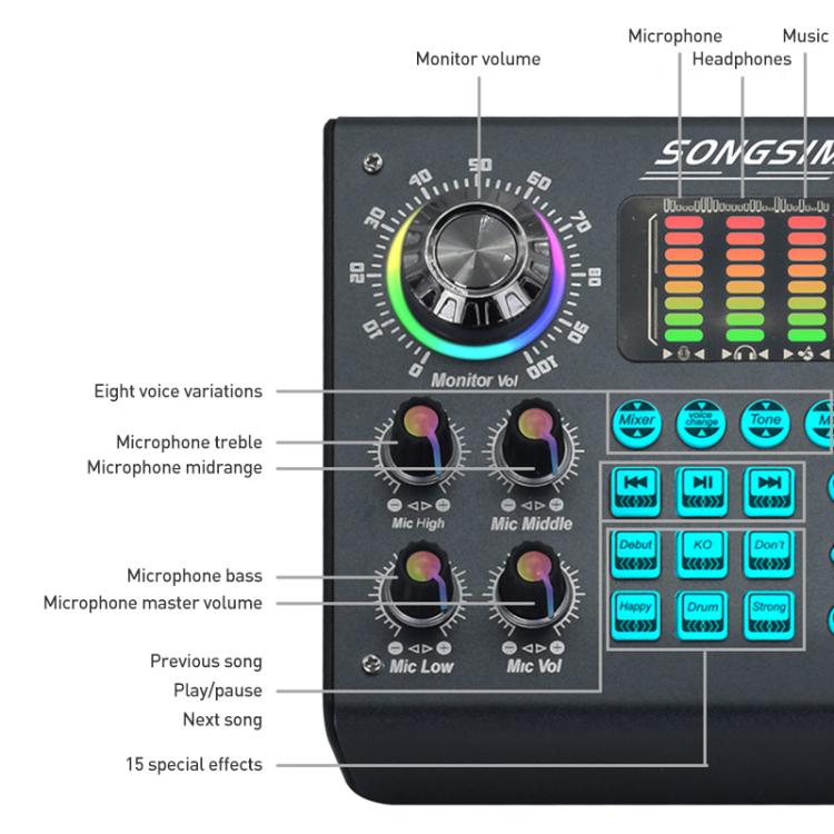 SX97 Multi-function Professional Mixer Live Streaming Sound Card, SX97