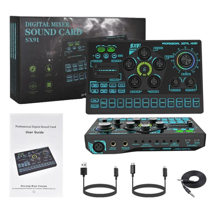 SX91 Multi-function Professional Mixer Mobile Phone Computer Live Streaming Sound Card, SX91