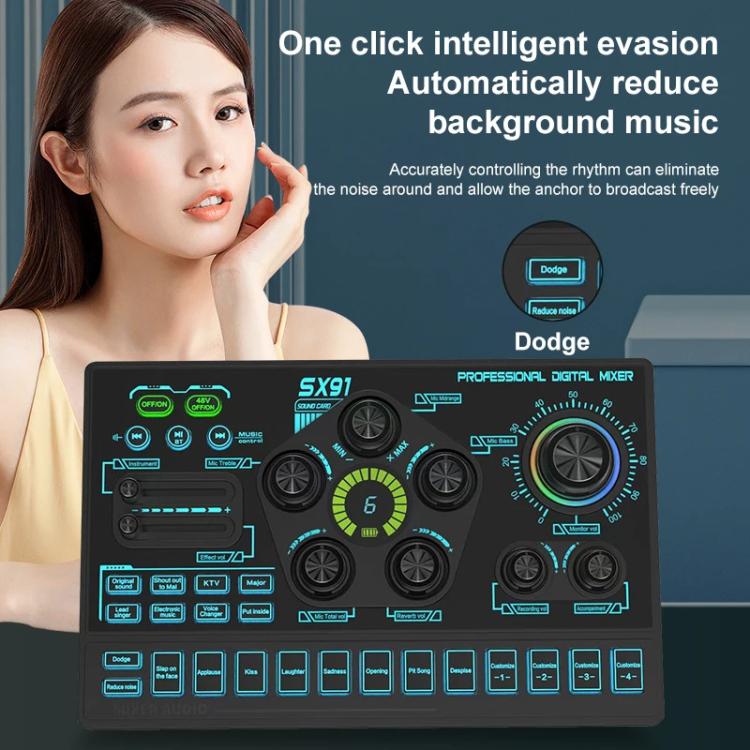 SX91 Multi-function Professional Mixer Mobile Phone Computer Live Streaming Sound Card, SX91