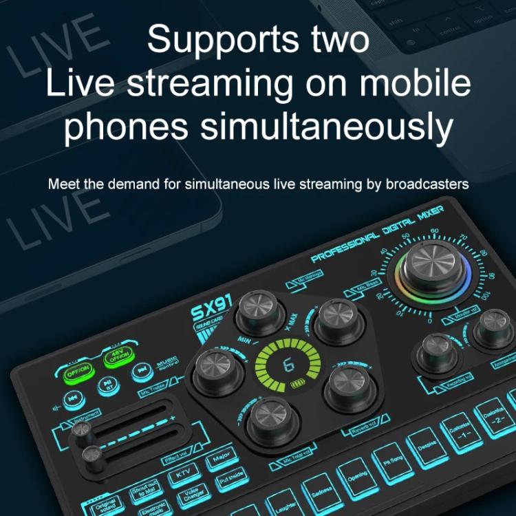 SX91 Multi-function Professional Mixer Mobile Phone Computer Live Streaming Sound Card, SX91
