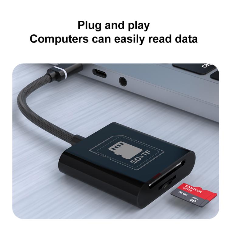 2 in 1 SD + TF Card Slot Reader, Type-C, USB+8 Pin