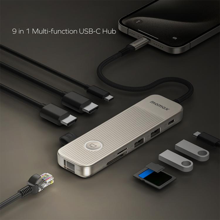 MOMAX DH19L 1-Link 9 in 1 Type-C Multifunctional HUB Adapter Docking Station