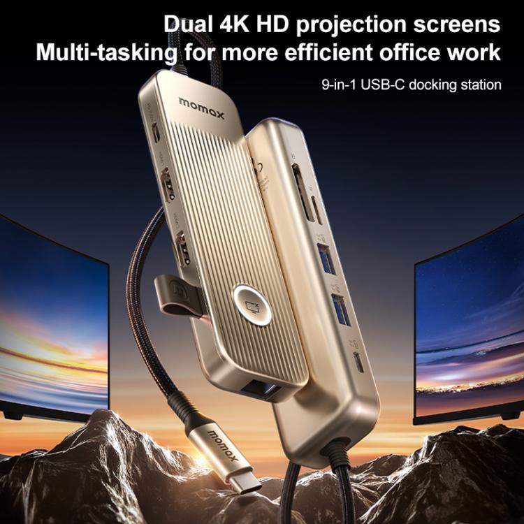 MOMAX DH19L 1-Link 9 in 1 Type-C Multifunctional HUB Adapter Docking Station