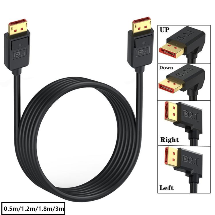 52Gbps 16K 30Hz DisplayPort Extension Adapter Cable, Length: 1.8m, DP2.1 to DP2.1 Straight, DP2.1 to DP2.1 Upper Elbow, DP2.1 to DP2.1 Down Elbow, DP2.1 to DP2.1 Left Elbow, DP2.1 to DP2.1 Right Elbow