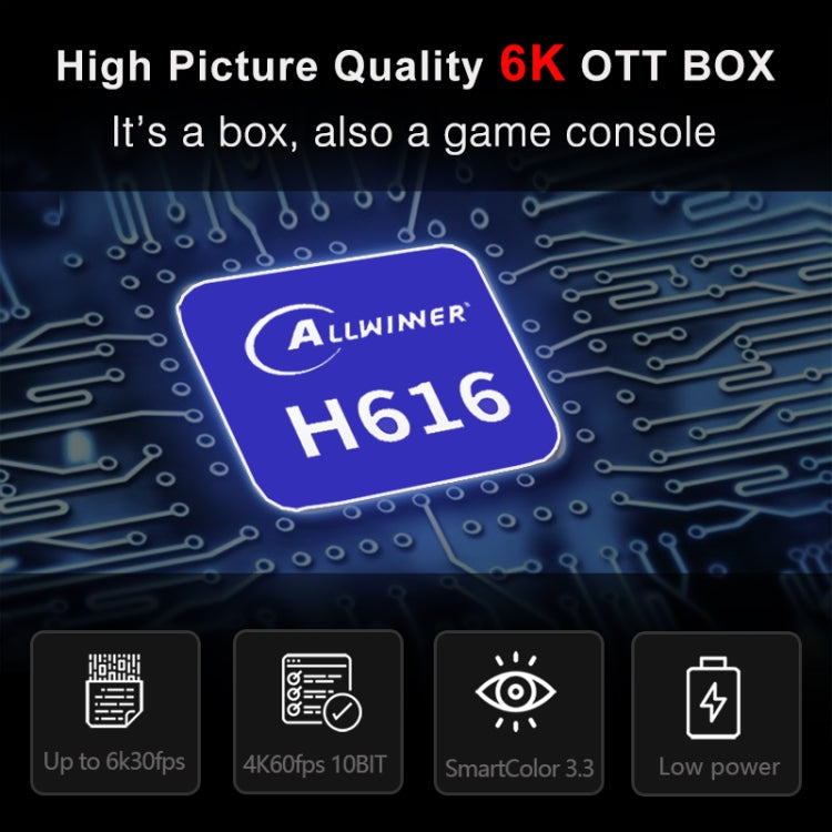 H96 Max 6K Ultra HD Smart TV Box con telecomando, Android 10.0, Allwinner H616 Quad Core ARM Cortex-A53, 2GB+16GB, TF Card / USBx2 / AV / HDMI / WIFI,, EU Plug, UK Plug, US Plug, AU Plug