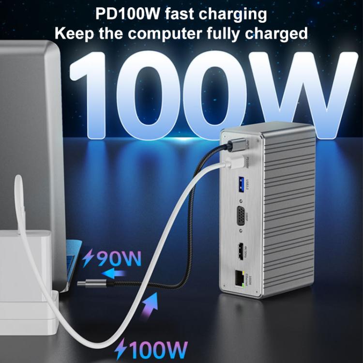 BYL2428 13 in 1 USB-C / Type-C HUB Adapter Docking Station Support 4K PD100W, BYL-2428