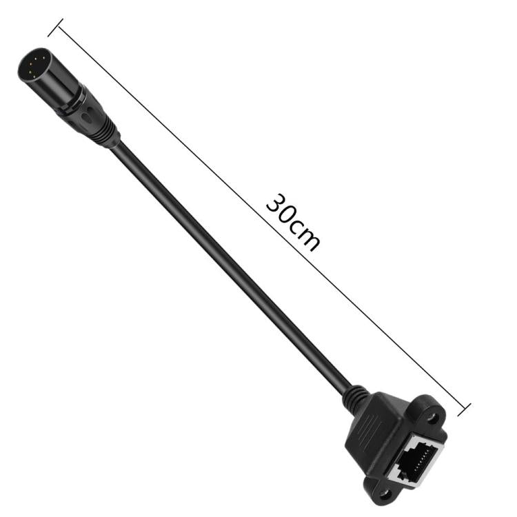 XLR 5 Pin Male to RJ45 Female Audio Cable, Length: 30cm, Male to RJ45 Female